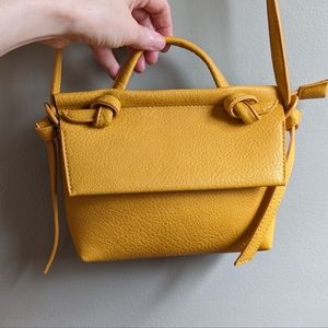 Anthropologie dijon yellow crossbody handbag purse vegan leather EUC